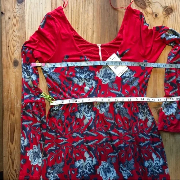 NWT FREE PEOPLE Midnight Garden Red Floral Maxi Dress - Picture 11 of 14